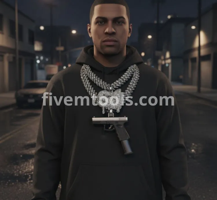 FiveM S1 Chain | Custom Diamond Necklace with Gun Pendant | Optimized & Drag & Drop Ready