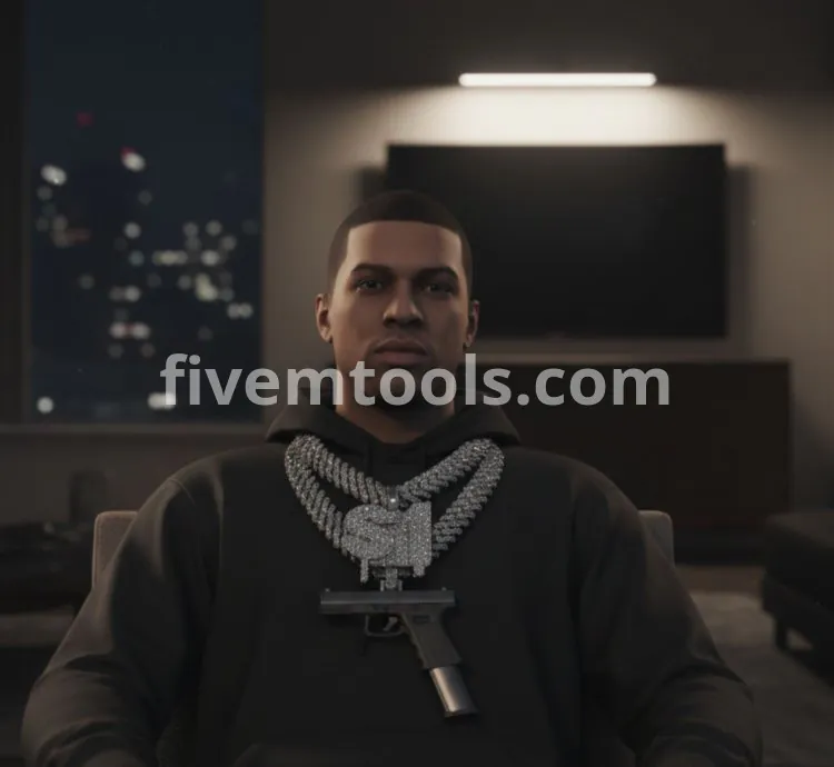 FiveM S1 Chain | Custom Diamond Necklace with Gun Pendant | Optimized & Drag & Drop Ready