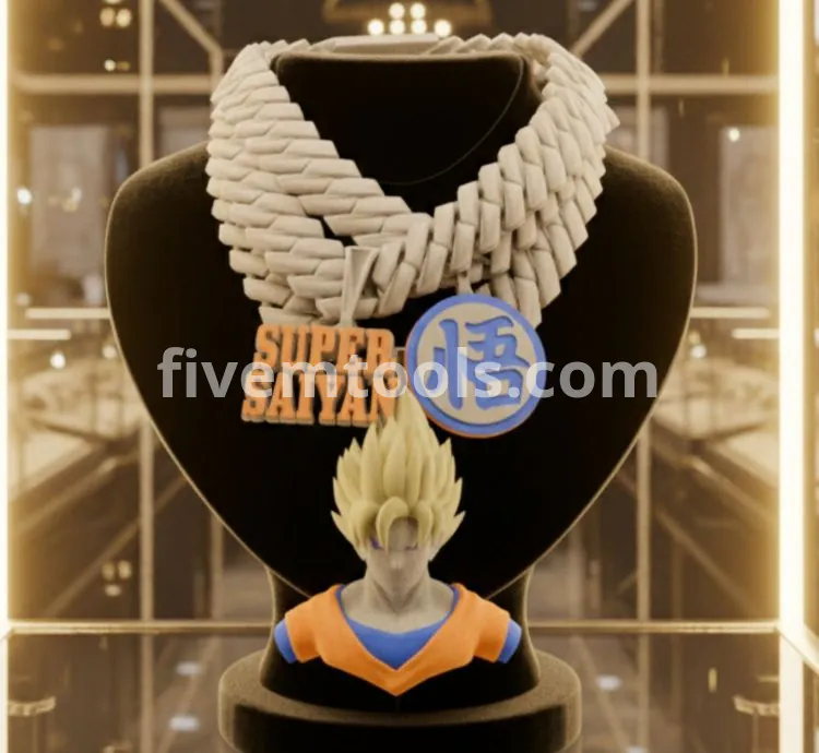 FiveM Super Saiyan Chain | Japanese Style Diamond Necklace | Optimized & Drag & Drop Ready