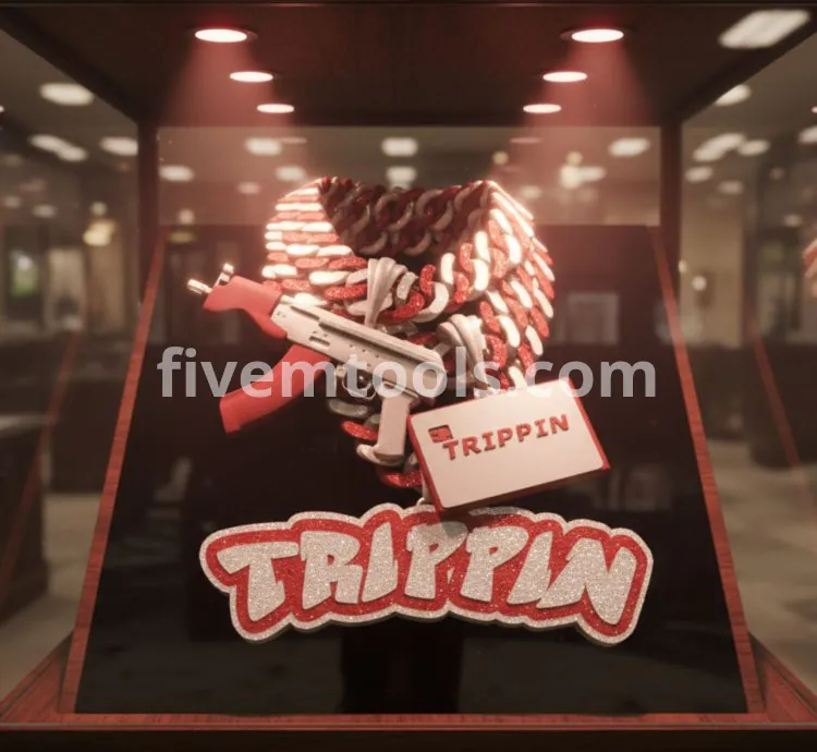 FiveM Trippin Chain | Custom Diamond Necklace with Gun Pendant | Drag & Drop Ready & Optimized